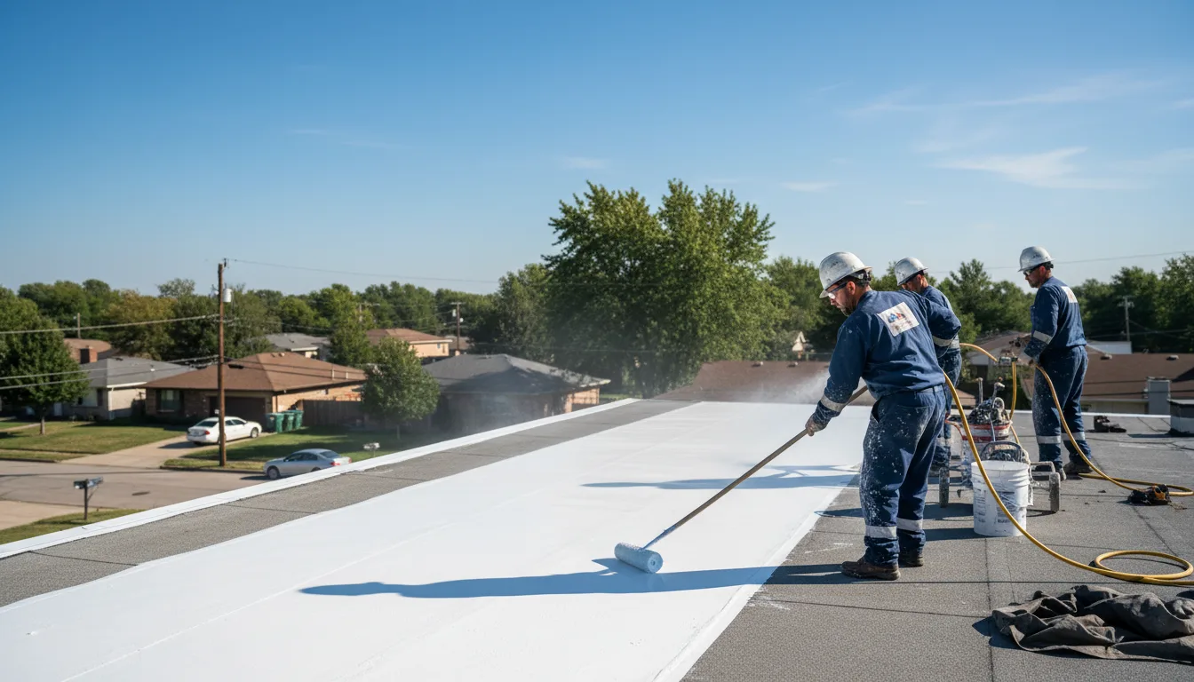 Commercial roof coating in Schulter, OK near me